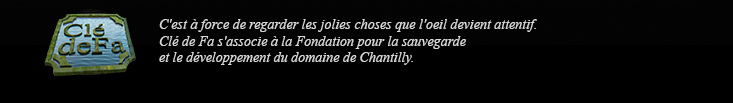 C'est à force de regarder les jolies choses que l'oeil devient attentif. Clé de Fa s'associe à la Fondation pour la sauvegarde du Château de Chantilly.