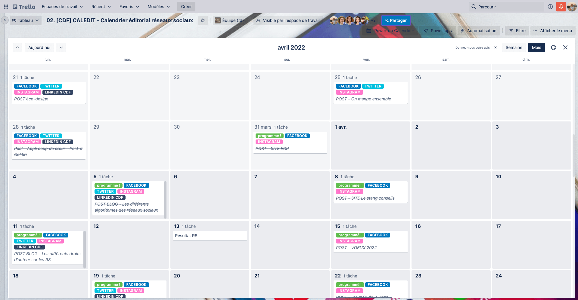 Clé de Fa - coup de coeur - Trello - calendrier